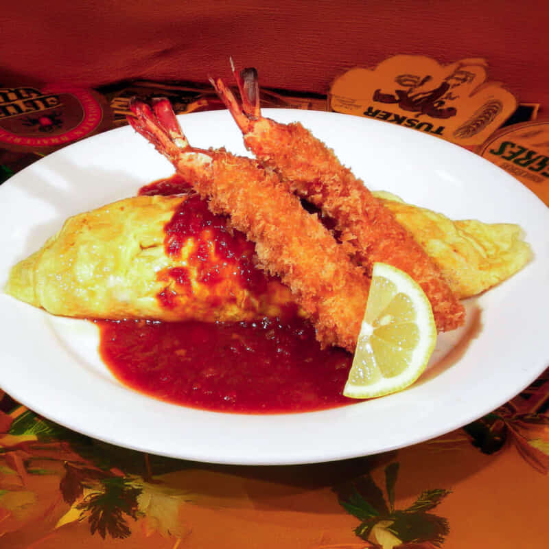 オムライスとエビフライ｜中洲でカントリー料理のテイクアウト・デリバリーならコットンフィールズ